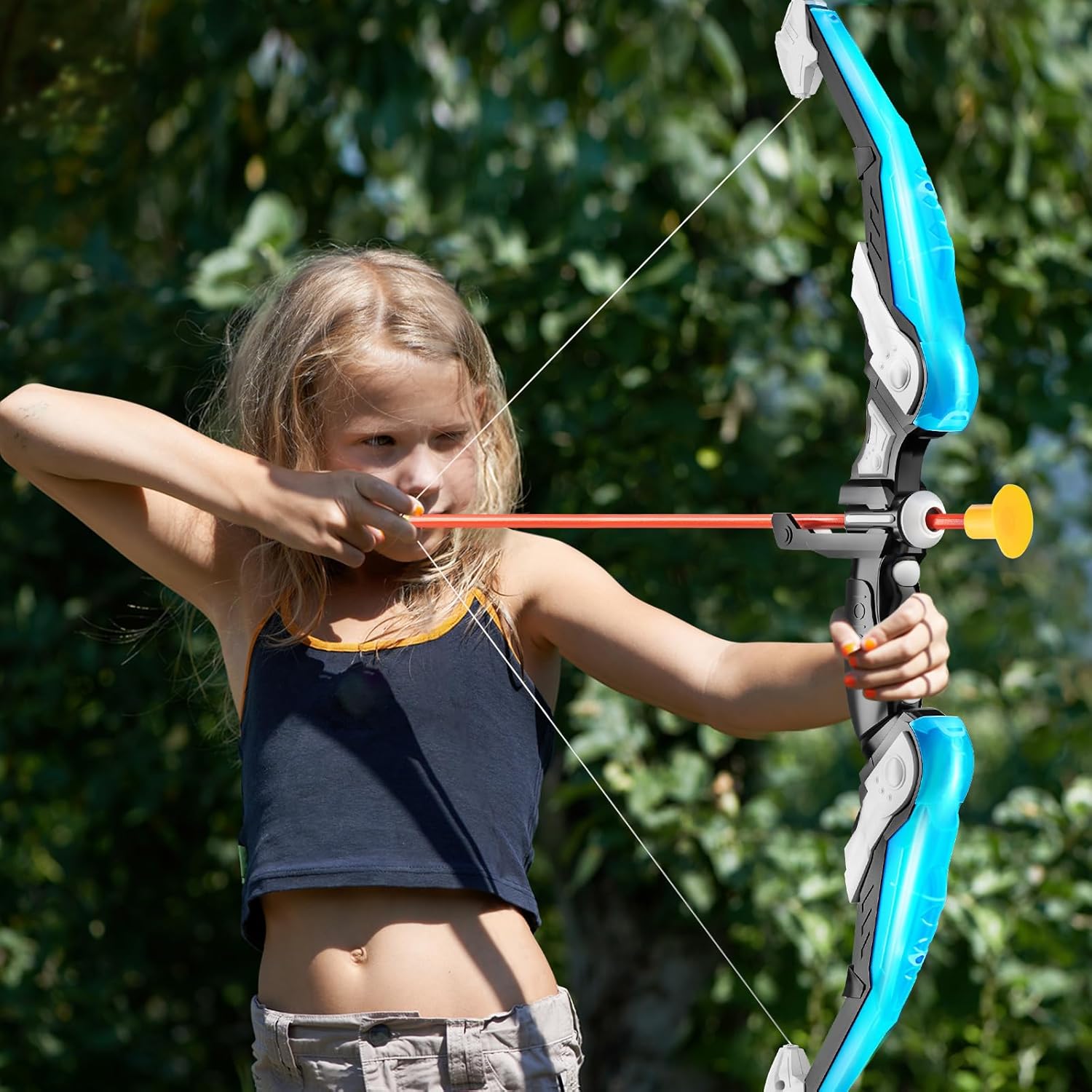 TEMI Bow and Arrow Set for Kids - Archery Toy Set - LED Light Up with Suction Cup Arrows, Target & Quiver, Indoor and Outdoor Toys for Children Boys Girls - Image 6