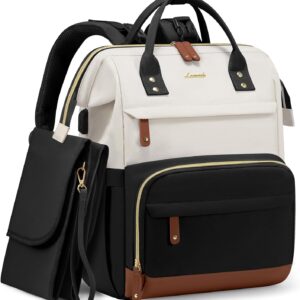 LOVEVOOK Diaper Bag Backpack, Baby Bag with Changing Station, Large Diaper Backpack for Mom Dads, Waterproof Mommy Bag for Boy and Girl, Travel Essential Baby Shower, Black-Beige