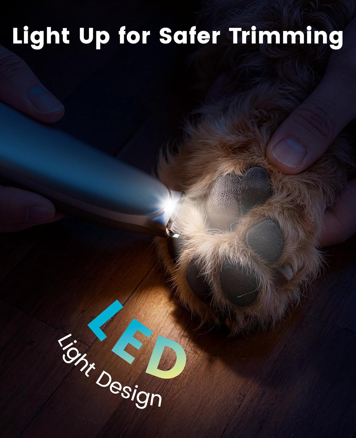 oneisall Dog Paw Trimmer, 2-Speed Up to 6500 RPM, 35dB Low-Noise Safe Pet Paw Trimmers with Curved Blade and LED Light, Cordless Pet Grooming Paw Clipper for Dogs, Cats, Paws, Ears, Face, Rump - Image 4