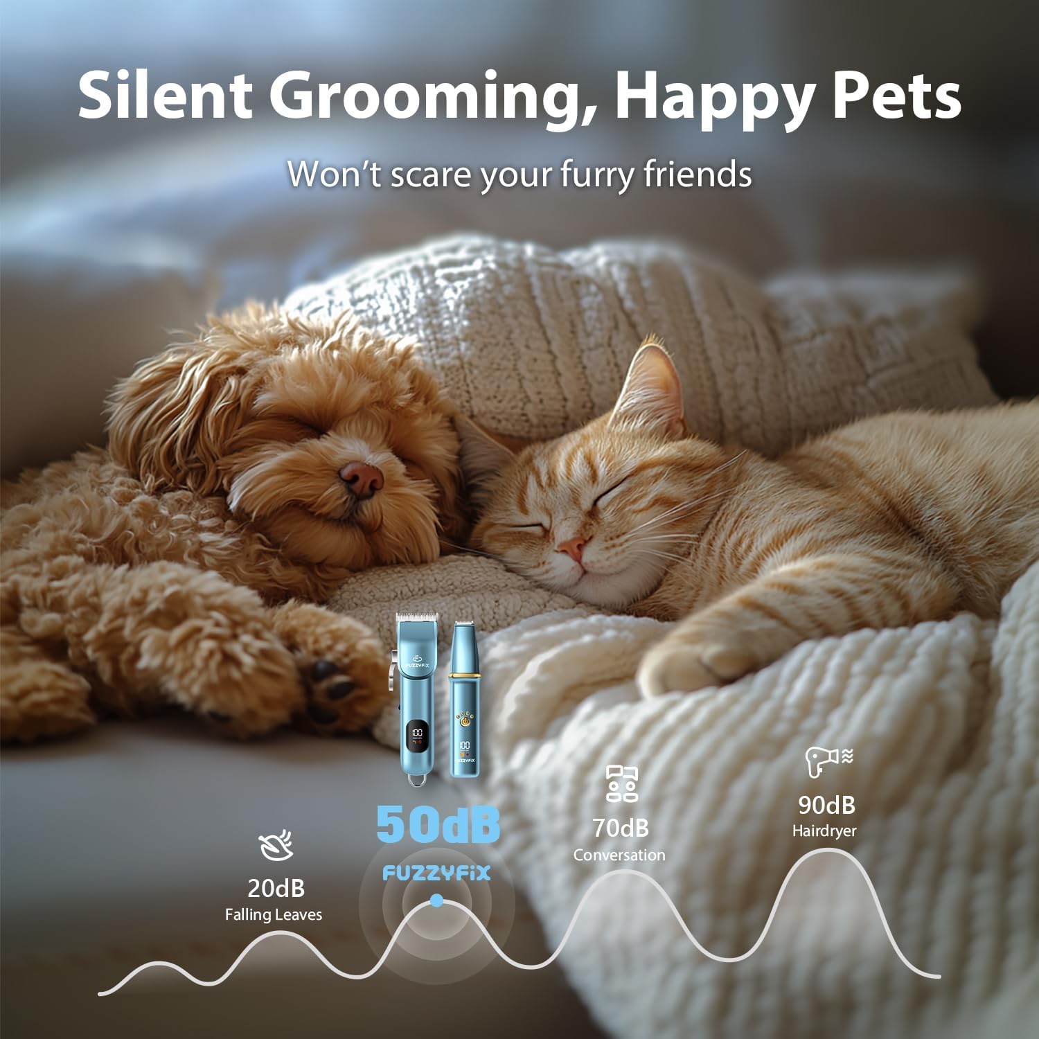 Dog Grooming Kit, Dog Clippers for Grooming for Thick Curly Coats, Professional Pet Hair Shaver Paw Trimmer Cordless Rechargeable Low Noise for Dogs Cats Animals Face Ear - Image 9