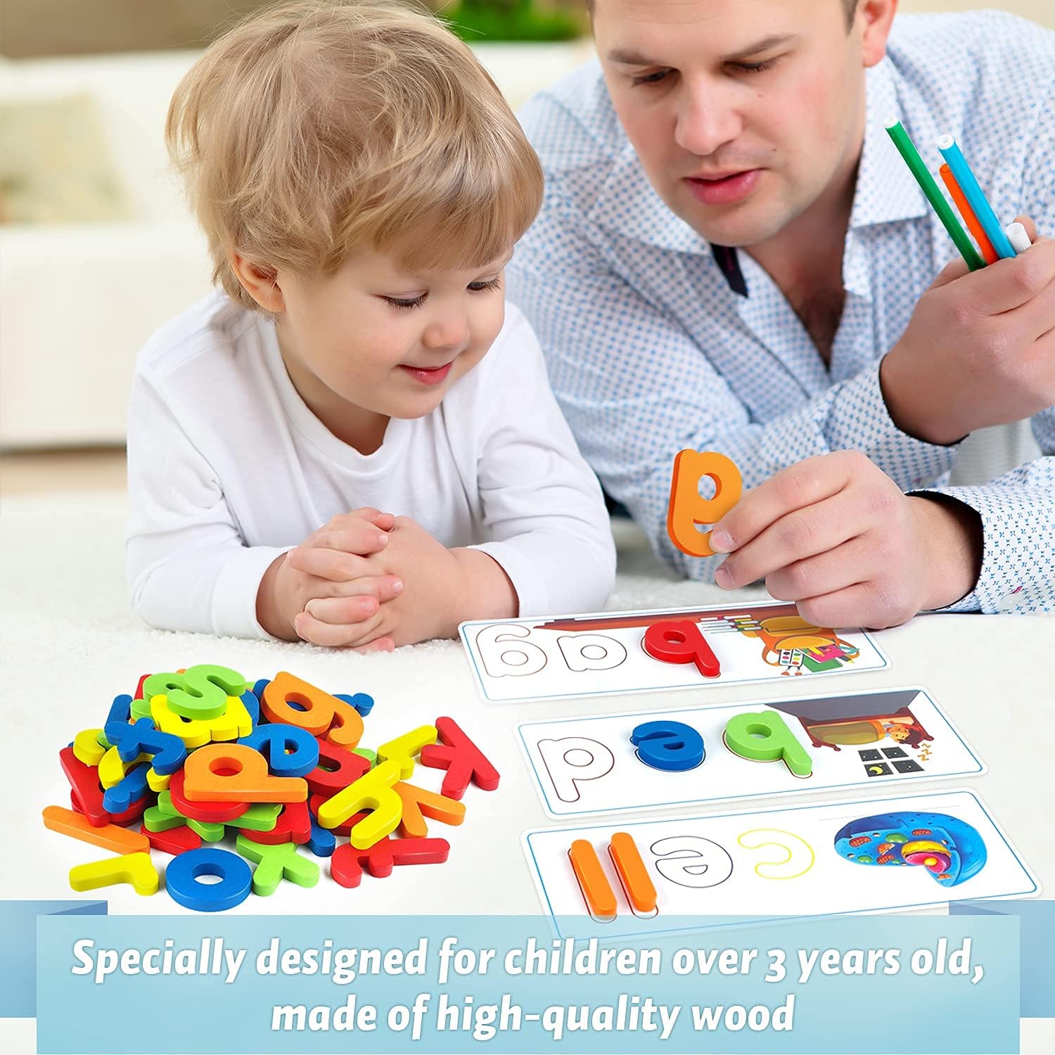 Officygnet Learning Toys for 3 4 5 6 Years Old Boys and Girls, See & Spell CVC Word Builders with Alphabet Cards for Kids Ages 3-5, Matching Letter Game for Preschool Toddler Learning Activities - Image 5