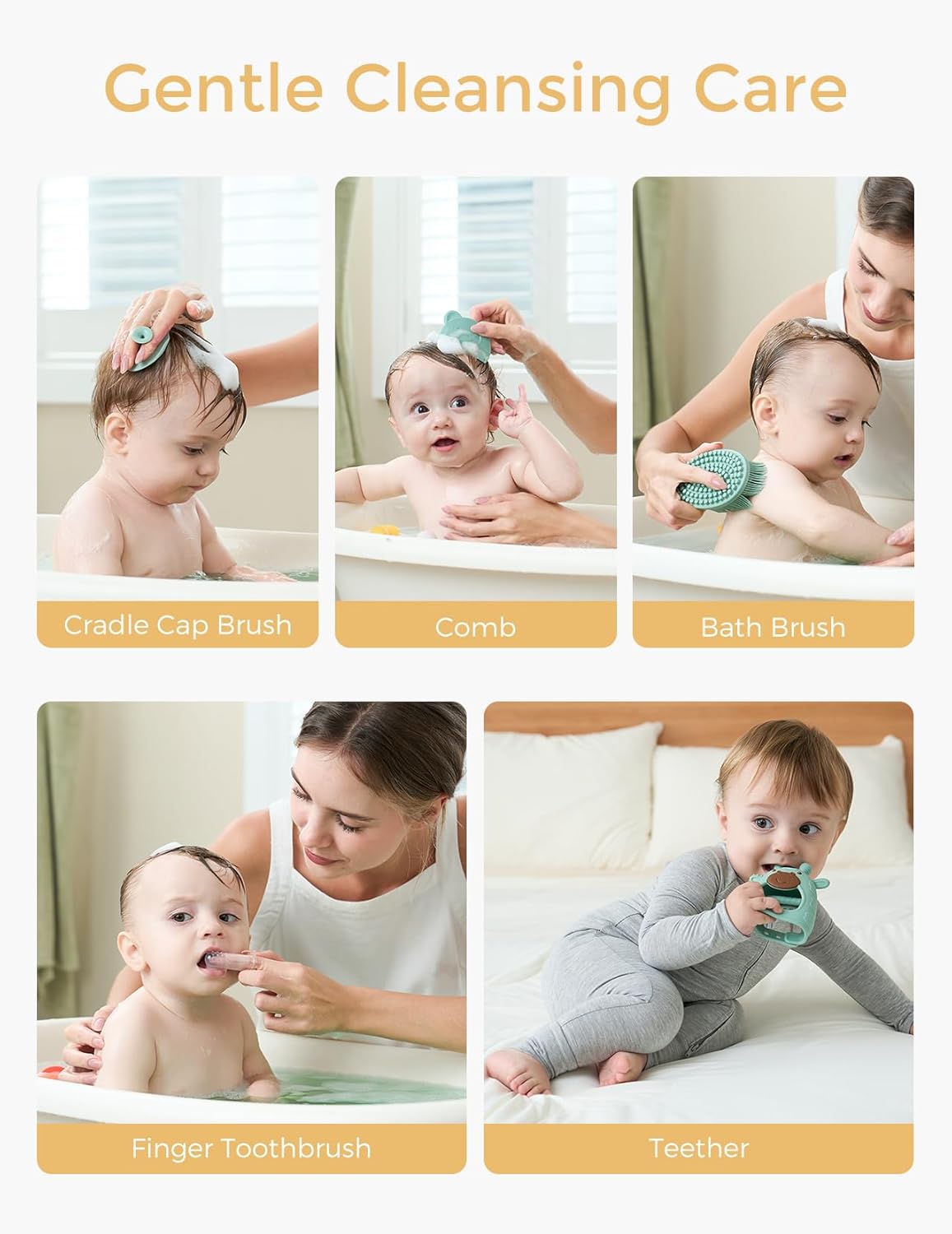 Momcozy Elite Baby Kit, Superior Baby Shower & Registry Essential Kit for Grooming & Health & Cleansing Care, Electric Nail File & Nasal Aspirator,Tummy Wrap,Thermometer,Bath Brush,Teether,Storage Bag - Image 6