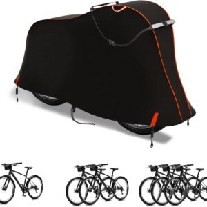 Bike Cover for 1/2/3Bike-900D Heavy Duty Waterproof Bicycle Cover&Outdoor Bike Storage Protection against Snow,rain|Bike Cover for eBike,Mountain,Road,Hybrid,Scooter,Beach Cruiser Bike(XL-2Bike Cover)