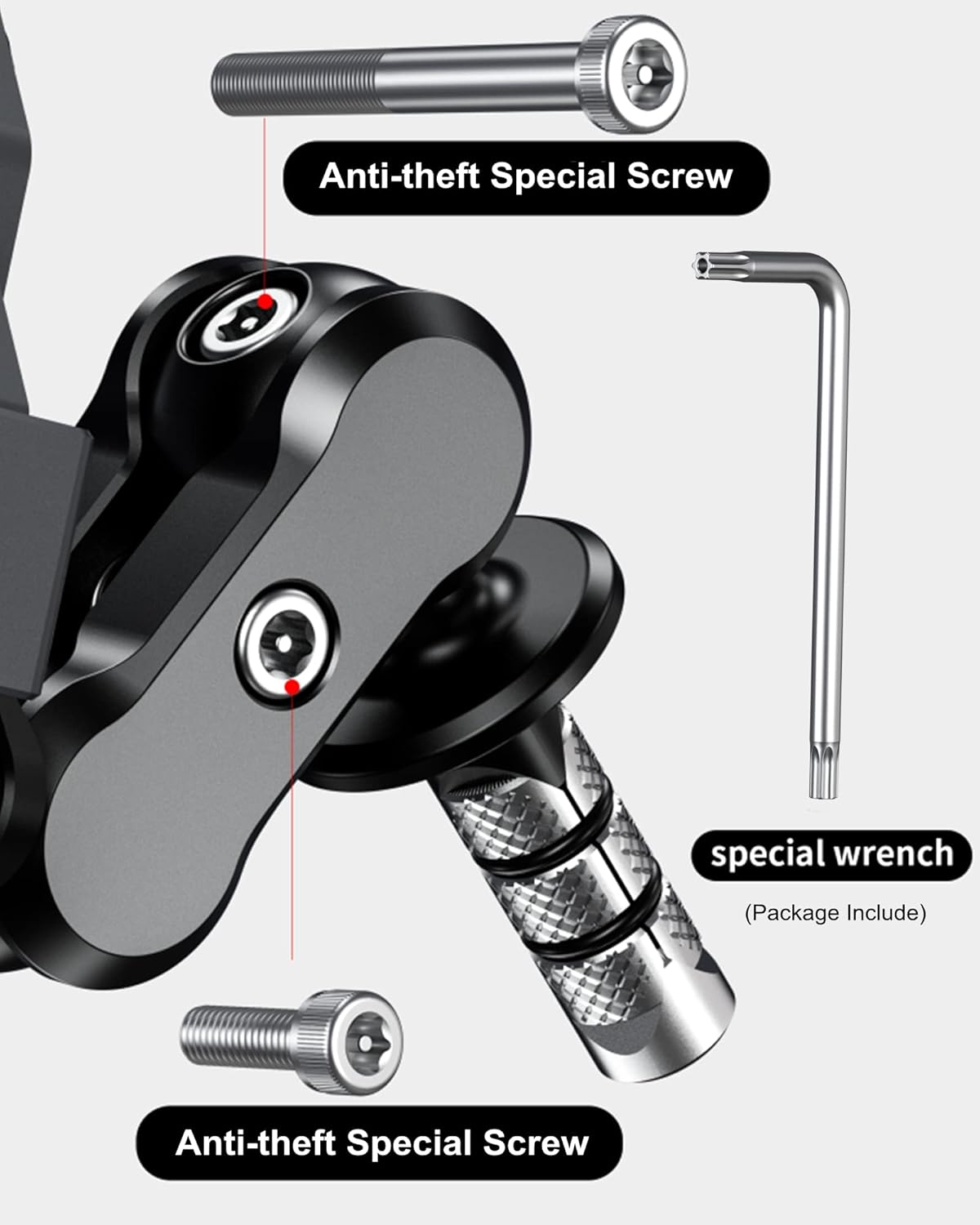 BRCOVAN Metal Anti-Theft Motorcycle Fork Stem Phone Mount Holder with Vibration Dampener & Secure Lock, Aluminum Alloy, Adjustable Size, Big Phone Friendly, Fit 4.7'' - 7.2'' Cellphone - Image 7