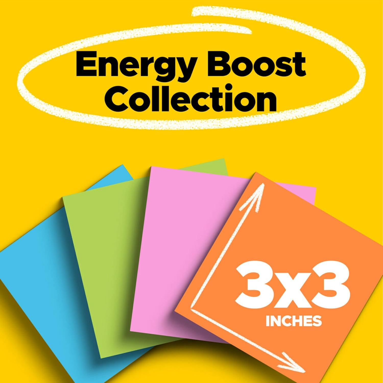 Post-it Super Sticky Notes, 24 Sticky Note Pads, 3 x 3 in., School Supplies, Office Products, Sticky Notes for Vertical Surfaces, Monitors, Walls and Windows, Energy Boost Collection - Image 3