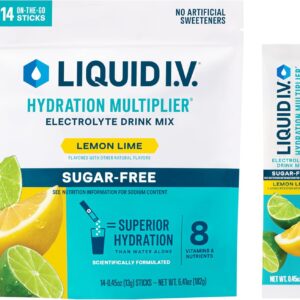 Liquid I.V. Hydration Multiplier Sugar-Free – Lemon Lime | Electrolyte Powder Drink Mix | 1 Pack (14 Servings)