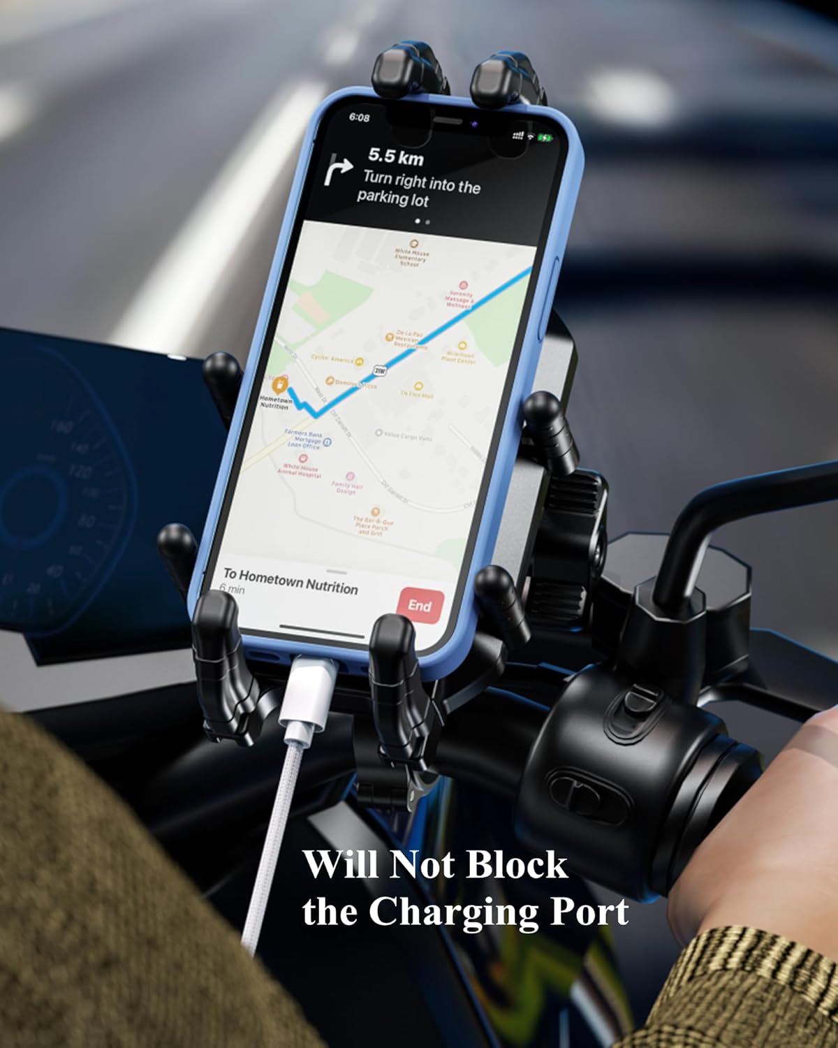 BRCOVAN Anti-Theft Motorcycle Phone Mount Holder with Vibration Dampener & High-Speed Secure Lock, Adjustable Size Handlebar Cellphone Cradle for Bike Bicycle Scooter ATV, Fit 5.4-7.2'' Smartphone - Image 6
