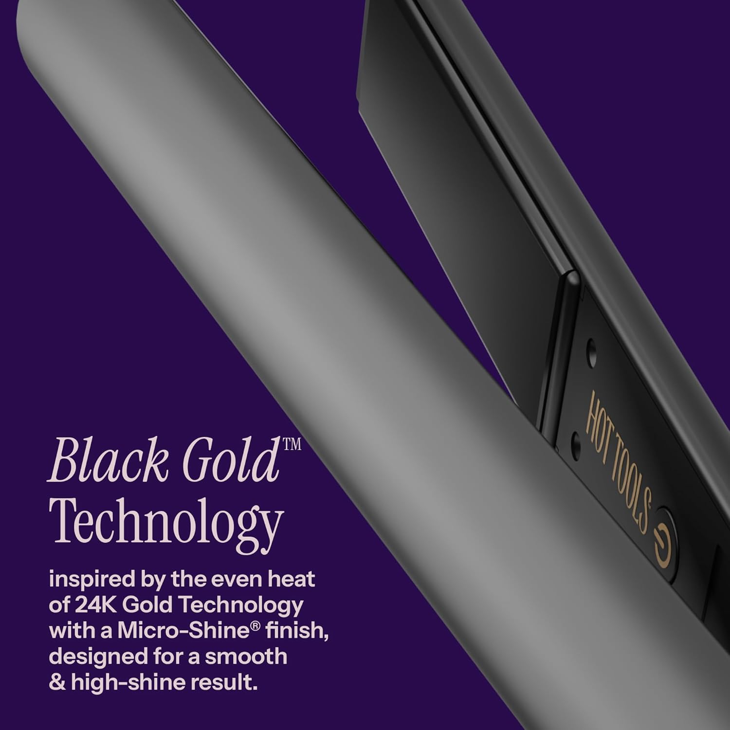 HOT TOOLS Black Gold Ionic 1 1/4 Inch Flat Iron, Use as Straightener for Sleek Straight Hair or Use Rounded Edges for Shiny Curls and Waves, Stylist-Preferred - Image 2