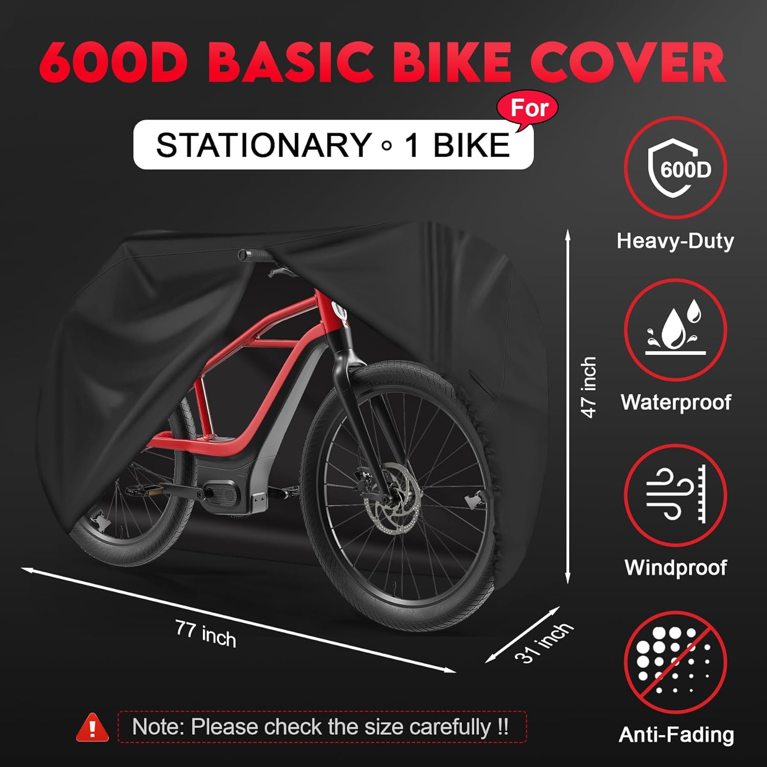 Zettum Bike Cover for 1 Bike - 600D Bike Covers Outdoor Storage Waterproof & Heavy Duty, Bicycle Cover for Single eBike, Mountain Bike, Road Bike, Hybrid Bike, Beach Cruiser Bike, Scooter and More - Image 2