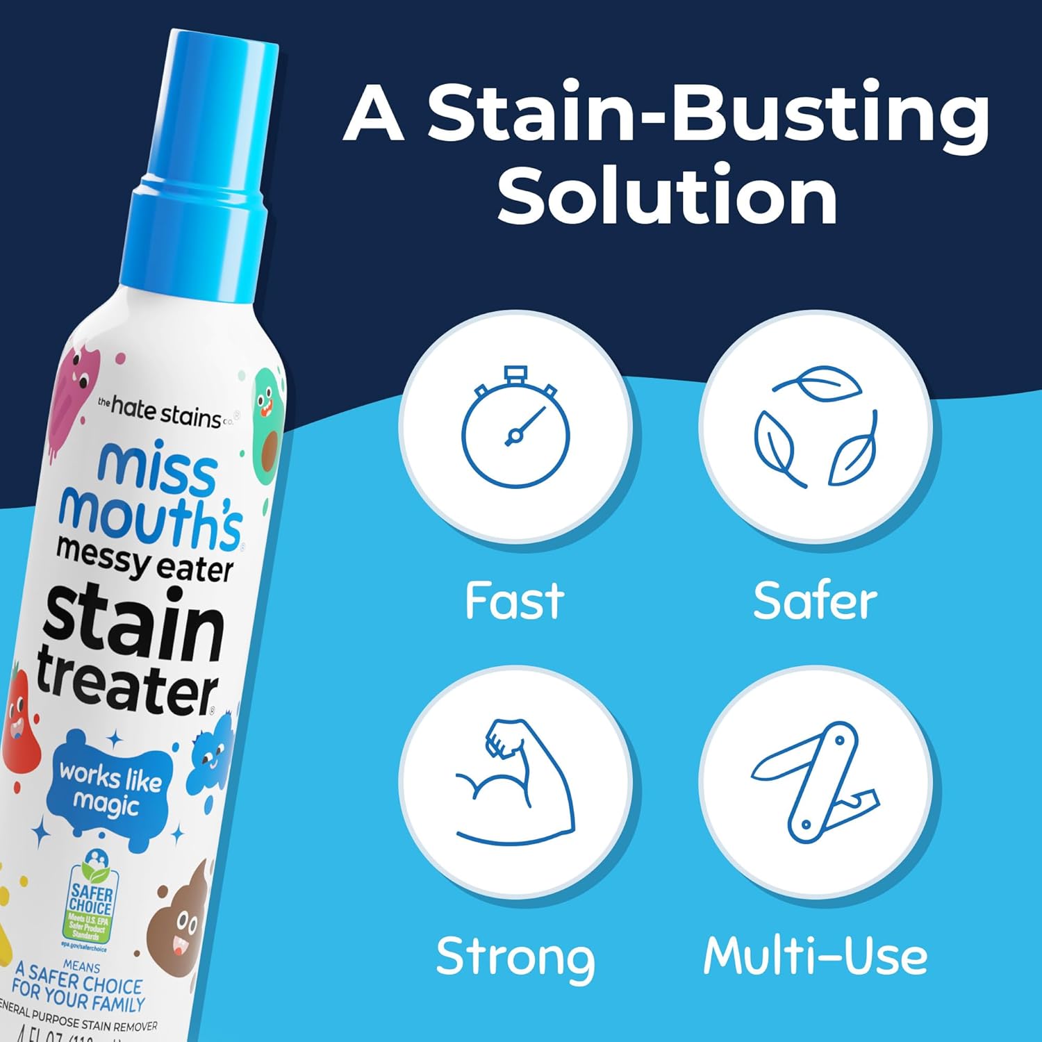 Miss Mouth's Messy Eater Stain Treater Spray - 4oz Stain Remover - Newborn & Baby Essentials - No Dry Cleaning Food, Grease, Coffee Off Laundry, Underwear, Fabric - Image 3