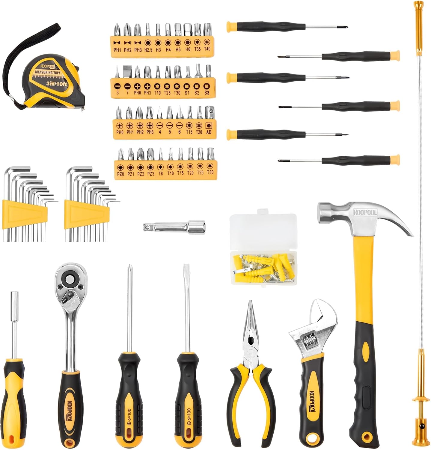 KOOPOOL Tool Set, Tool Box Kit for Mechanic and Car, General Household Home Tool Kit, Basic Tool Kit for Home Auto Repair, with Storage Case - Image 4