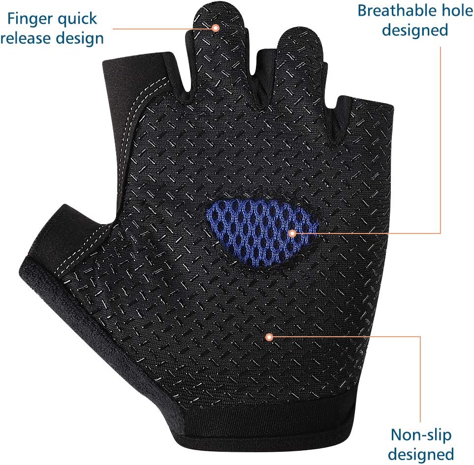 Accmor Cycling Gloves for Women Men, Half Finger Bike Gloves, Road Bicycle Gloves, Shock-Absorbing Anti-Slip Breathable Motorcycle Mountain Bike Gloves for Men Women Adults - Image 4