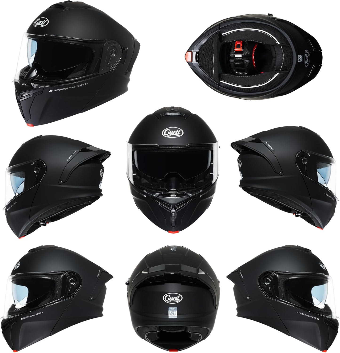 CYRIL Modular Motorcycle Helmet DOT, Flip Up Full Face Men Women, Glasses Compatible Dual Visor, Quick Release Shield, Bonus Smoke Visor & Bag for Street Bike ATV UTV Scooter Cruiser - Image 8