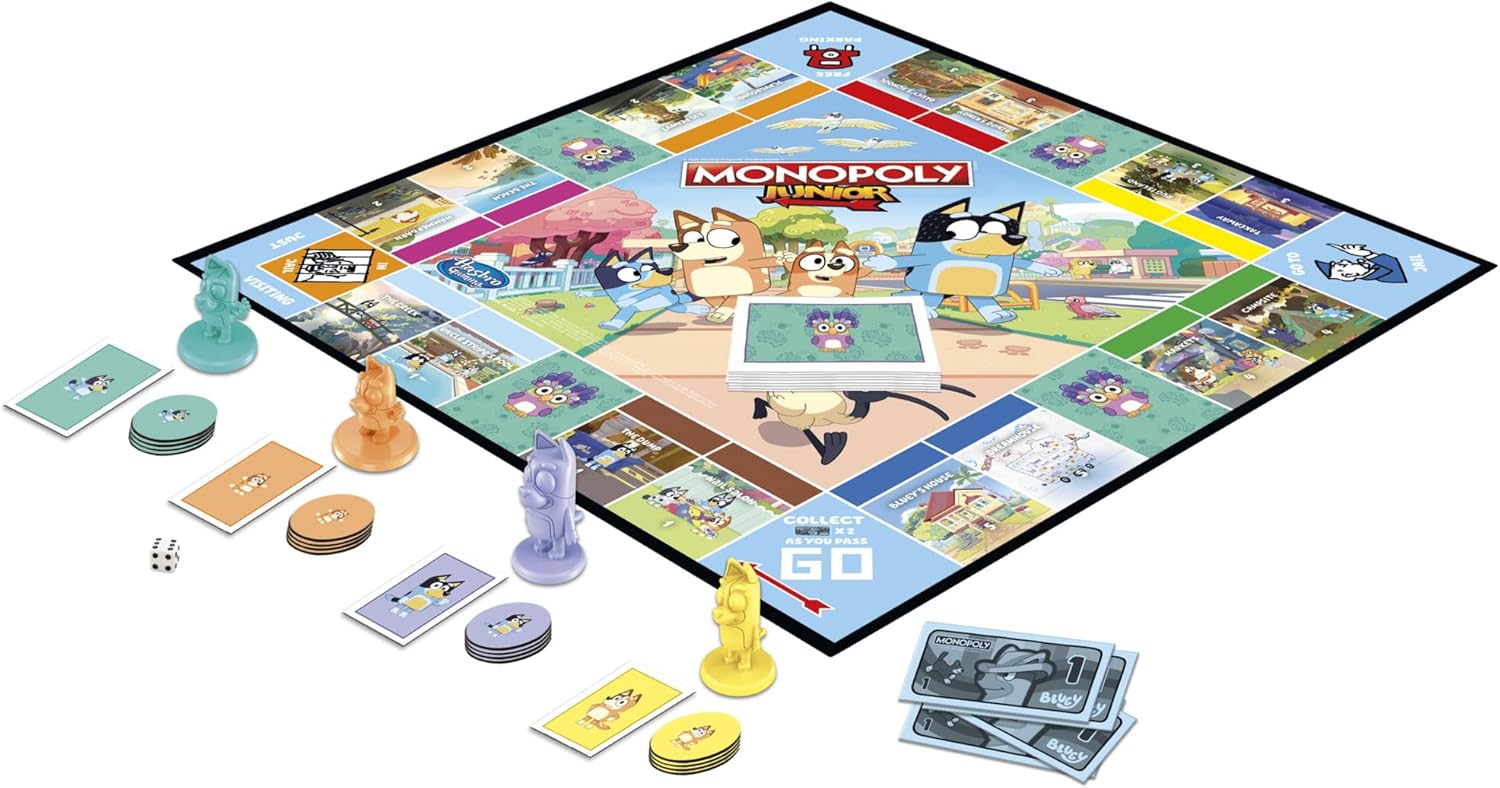 Hasbro Gaming Monopoly Junior Bluey Edition Board Game | Kids Play as Bluey, Bingo, Mum & Dad for Girls & Boys | Ages 5+ (Amazon Exclusive) - Image 12