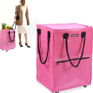 WORKPRO Large Rolling Grocery Bag, 36-Gallon Tote with 5 Wheels, 110 lbs Capacity, Dual Carry, Wide Zipper & Extra Storage for Shopping, Laundry & Moving