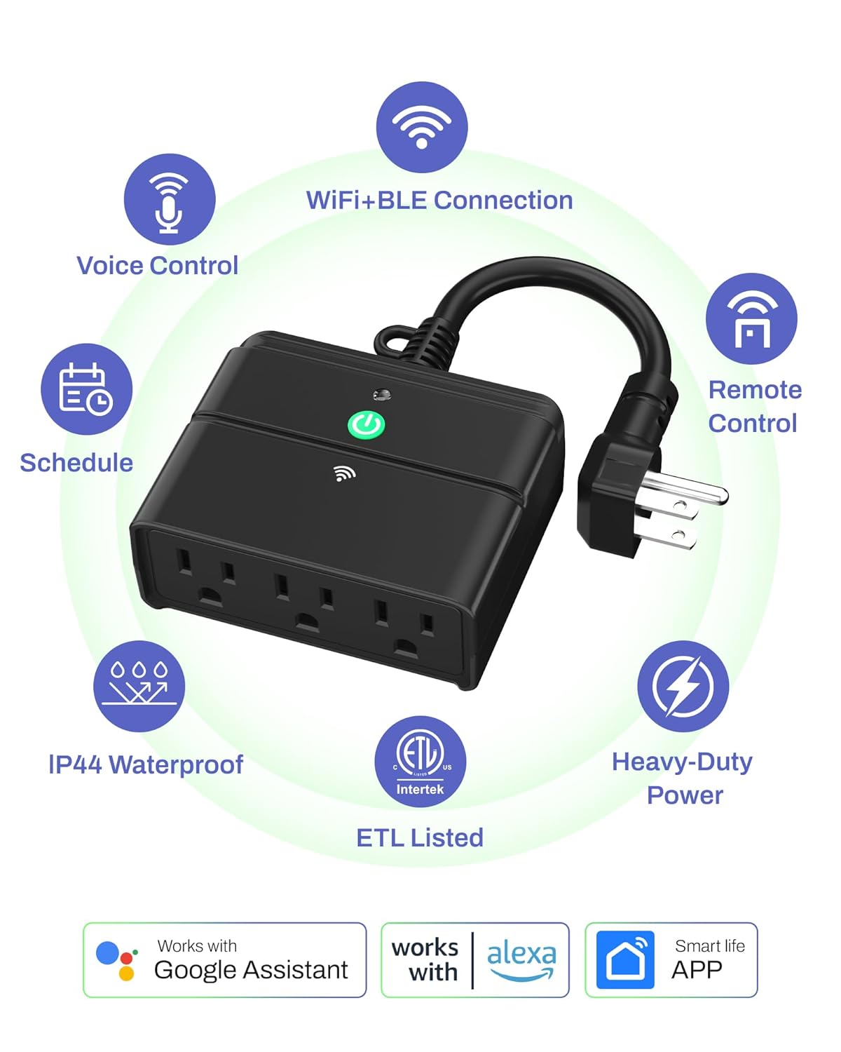 BN-LINK Smart WiFi Heavy Duty Outdoor Outlet, Timer and Countdown Function, No Hub Required for Outdoor Lights, Compatible with Alexa and Google Assistant (Outdoor) 2.4 GHz Network only - Image 2
