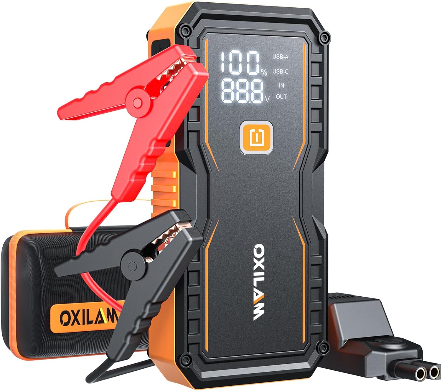 OXILAM Jump Starter 6000A for All Gas/12L Diesel, Car Battery Jumper Starter Portable, 12V Lithium Jump Box with Jumper Cables, LED Display, LED Light, Power Bank with USB, Type C Port OXILAM Jump Starter 6000A for All Gas/12L Diesel, Car Battery Jumper Starter Portable, 12V Lithium Jump Box with Jumper Cables, LED Display, LED Light, Power Bank with USB, Type C Port