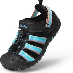 DREAM PAIRS Boys Girls Outdoor Athletic Sport Sandals Summer Hiking Beach Water Casual Closed Toe Rainbow Multicolor for Toddler/Little/Big Kids