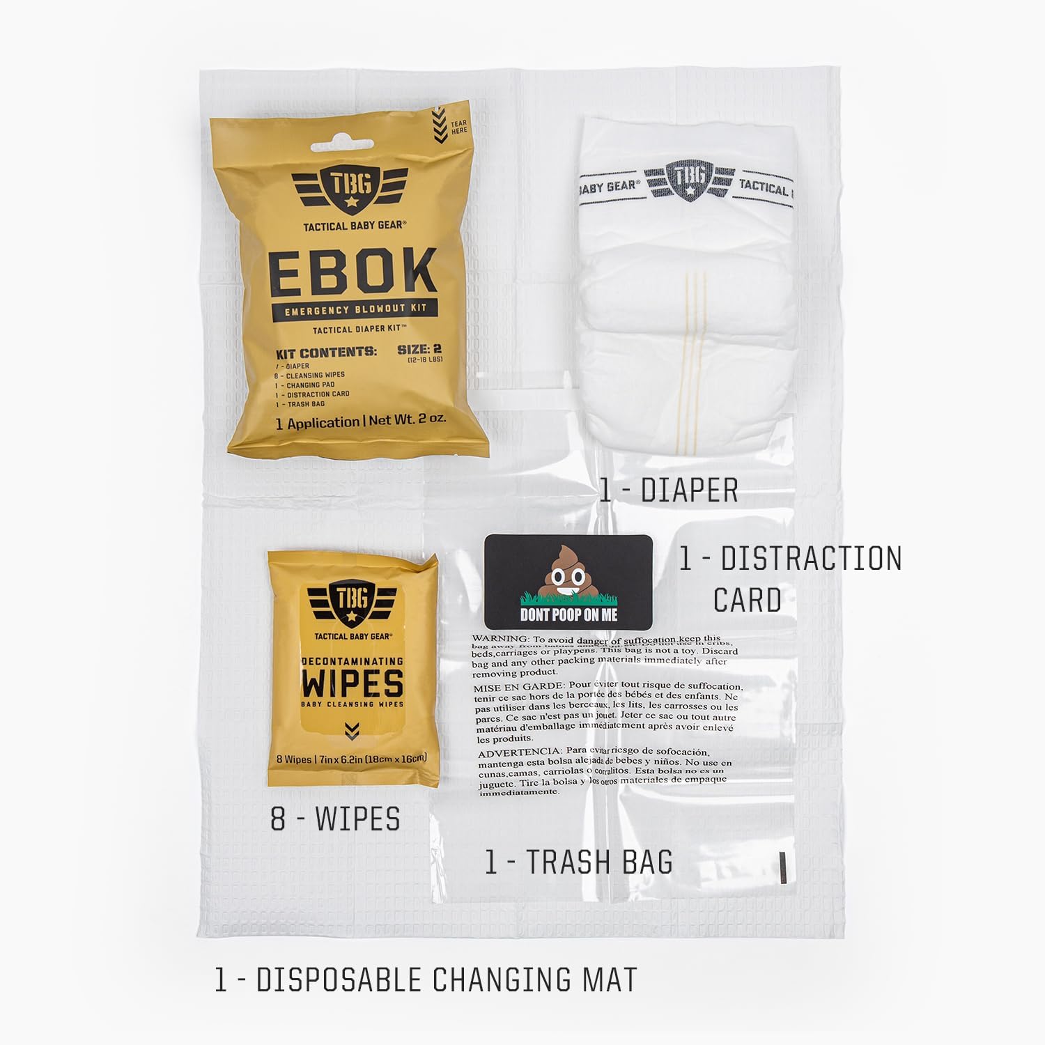 Tactical Baby Gear Tactical Diaper Kit (EBOK – Emergency Blowout Kit) – 3-Pack Disposable Baby Changing Kits with Sensitive-Skin Wipes, Wetness Indicator Diaper & Sanitary Changing Pad (Size 1) - Image 2