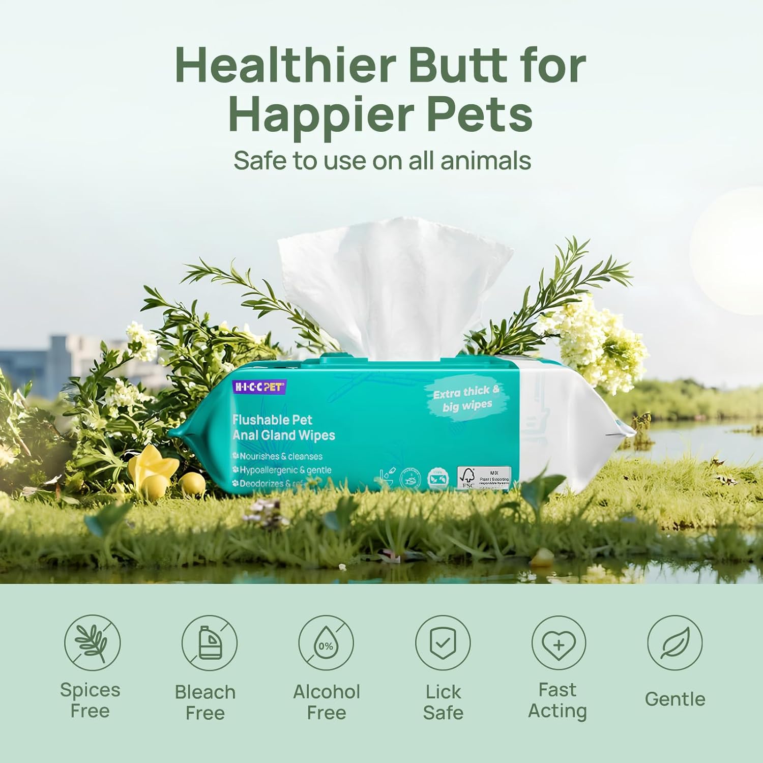 HICC PET Wipes for Dogs & Cats, Cleansing Deodorizing & Soothing Allergy Infections Anal Gland Pets Wipes with Coconut Oil - Dog Grooming Wipes for Butt and Paw - Hypoallergenic & Vet Recommended - Image 7