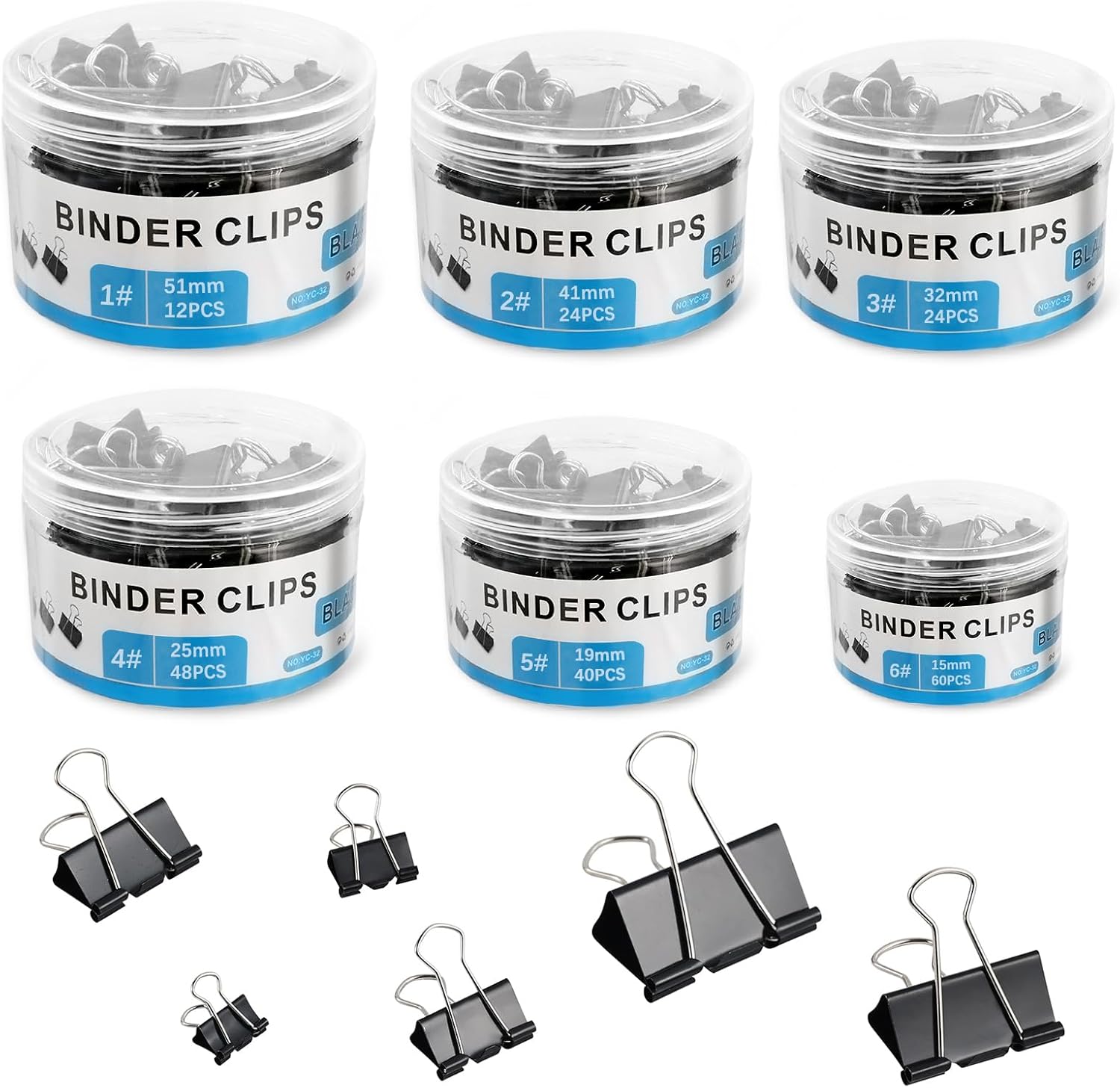 208 PCS Binder Clips Paper Clamps Assorted Sizes, Metal Paper Binder Clip, Black Binding Paperwork Clamp Bulk, School Teachers Office Supplies - Image 8