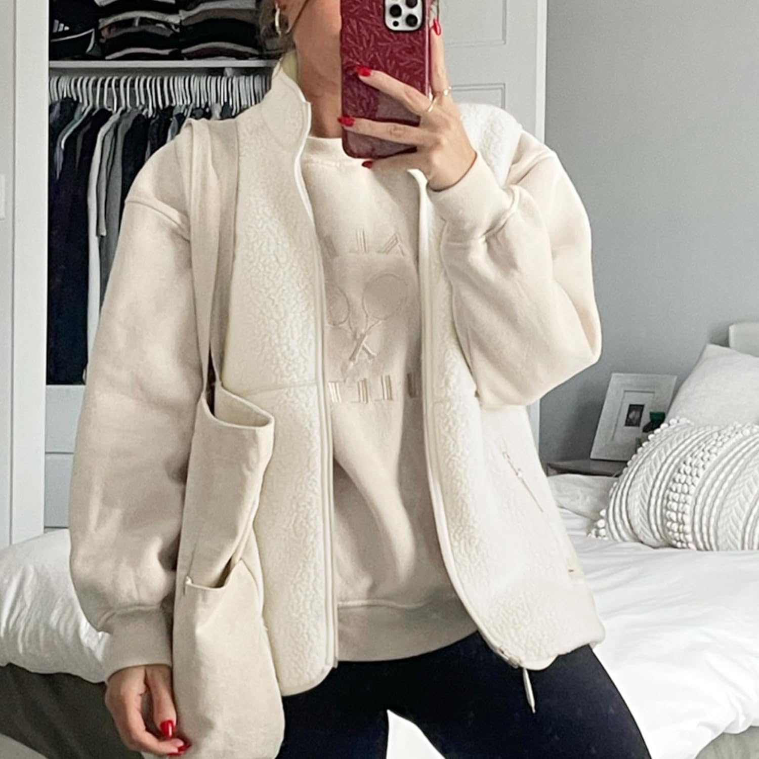 Hixiaohe Sherpa Fleece Vest for Women Trendy Warm Sleeveless Vests Jacket Lightweight Zip Coats with Pockets Fall Outerwear - Image 6