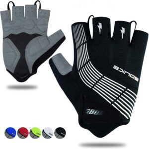 Souke Sports Cycling Bike Gloves – Padded Half Finger Bicycle Gloves with Shock-Absorbing, Anti-Slip, Breathable MTB & Road Biking Features for Men & Women