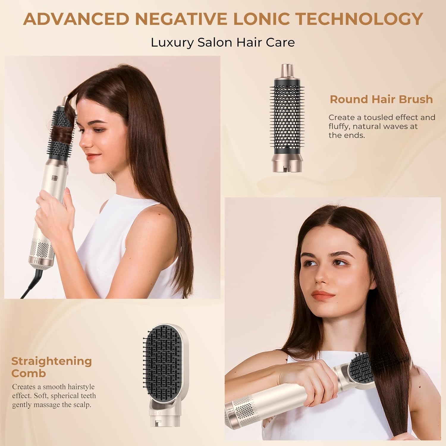 5 in 1 Hair Dryer Brush,Blow Dryer Brush Upgrade Hot Air Brush Air Styler, Curling Wrap Air Curler As A Gift for Straight/Curl/Drying/Smoothing - Image 5