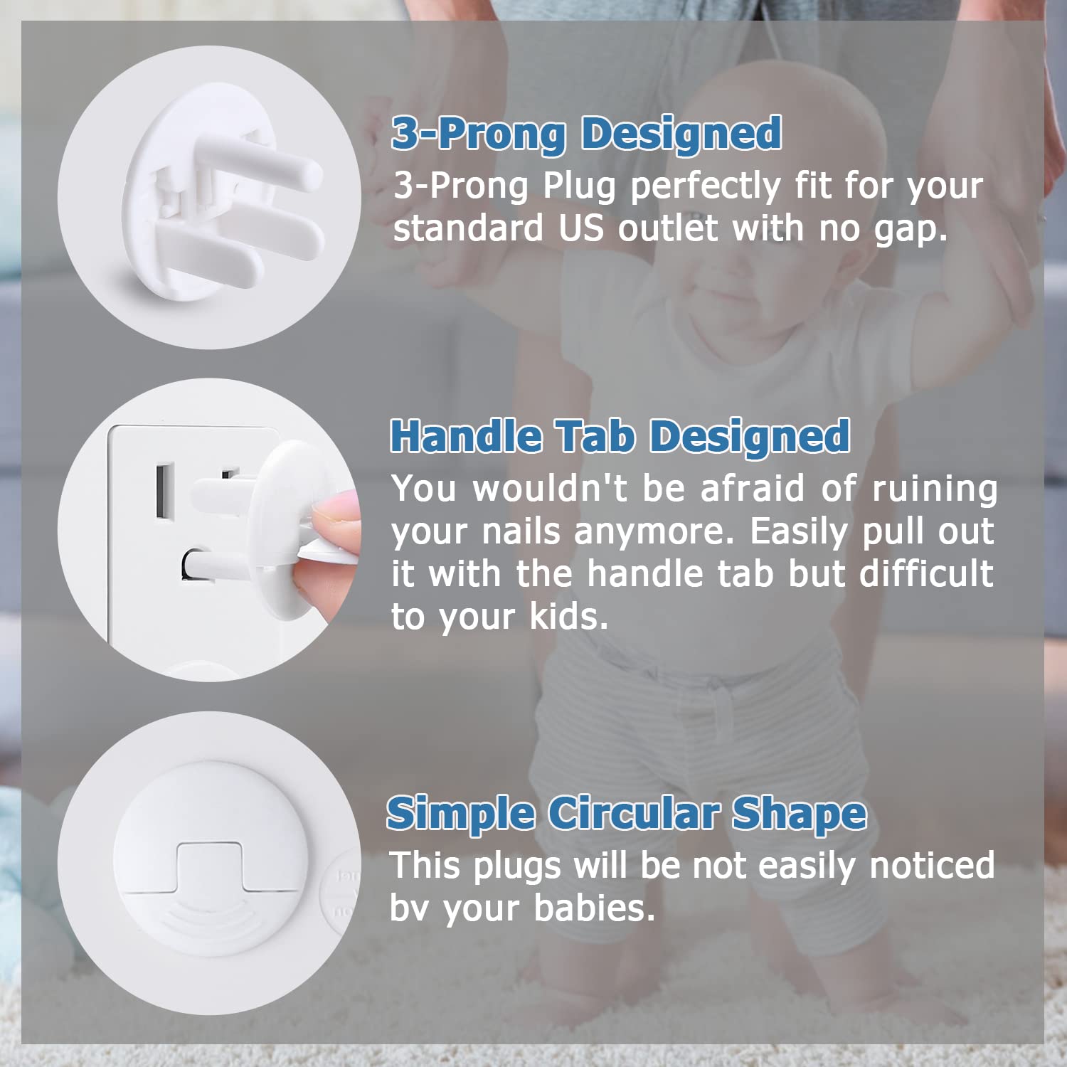 PRObebi Outlet Covers Baby Proofing White - 38 Pack Plug Covers for Electrical Outlets, Child Proof Socket Covers, Baby Safety Products for Home, Office, Easy Insatllation - Image 4