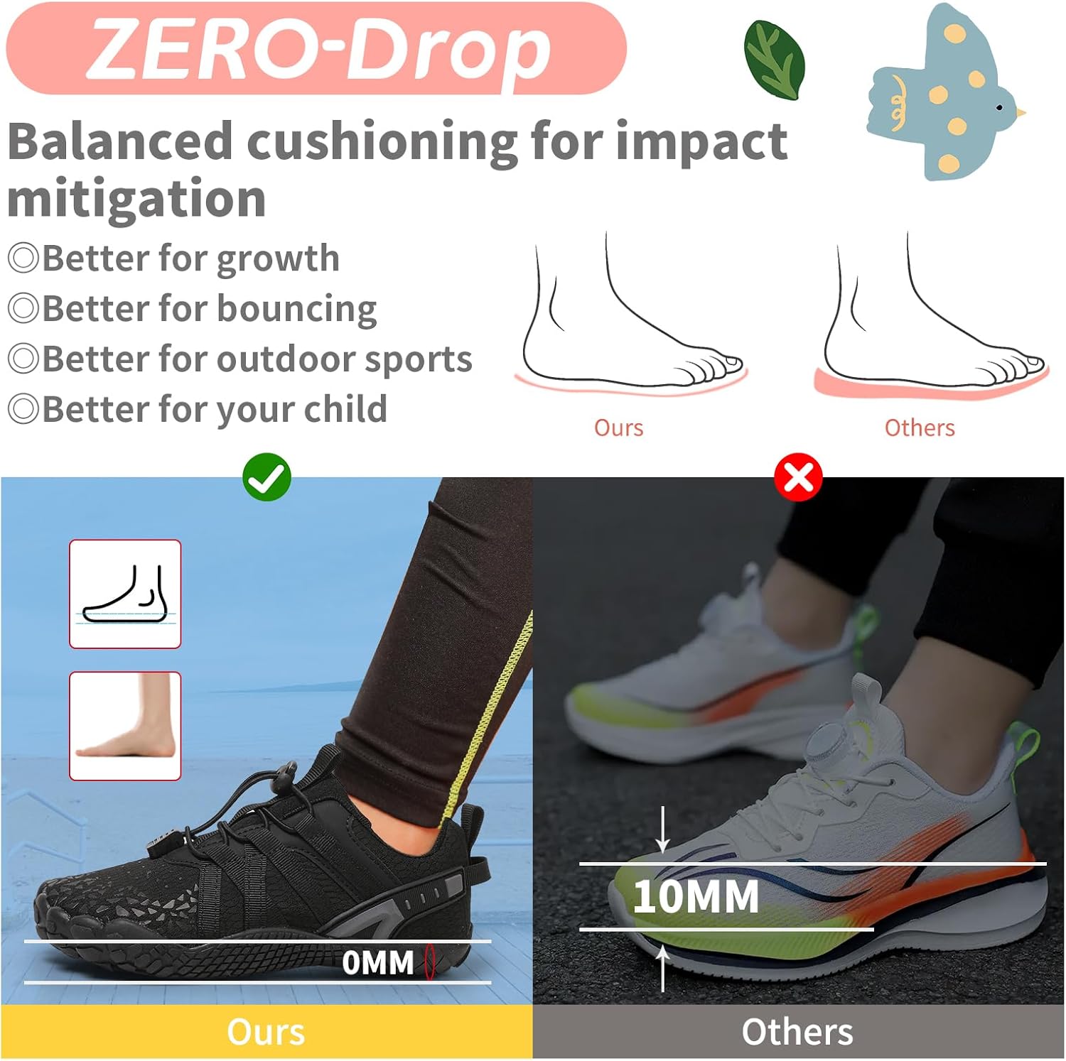 Boys Girls Barefoot Shoes Kids Toddler Wide Toe Box Minimalist Zero Drop Water Shoes Footwear Athletic Sneakers for Wrestling Hiking Camping Skateboard Climbing Running Training Sport Light Breathable - Image 3