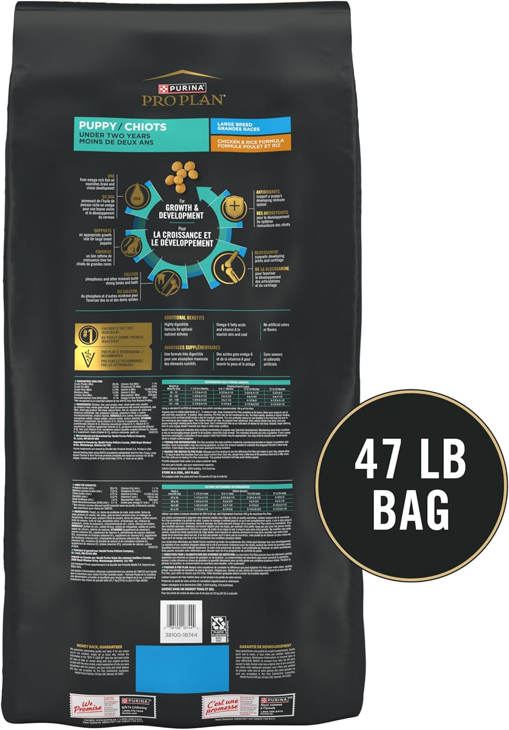 Purina Pro Plan Large Breed Chicken and Rice Formula Dry Puppy Food, High Protein Pet Food, 47 lb. Bag - Image 5