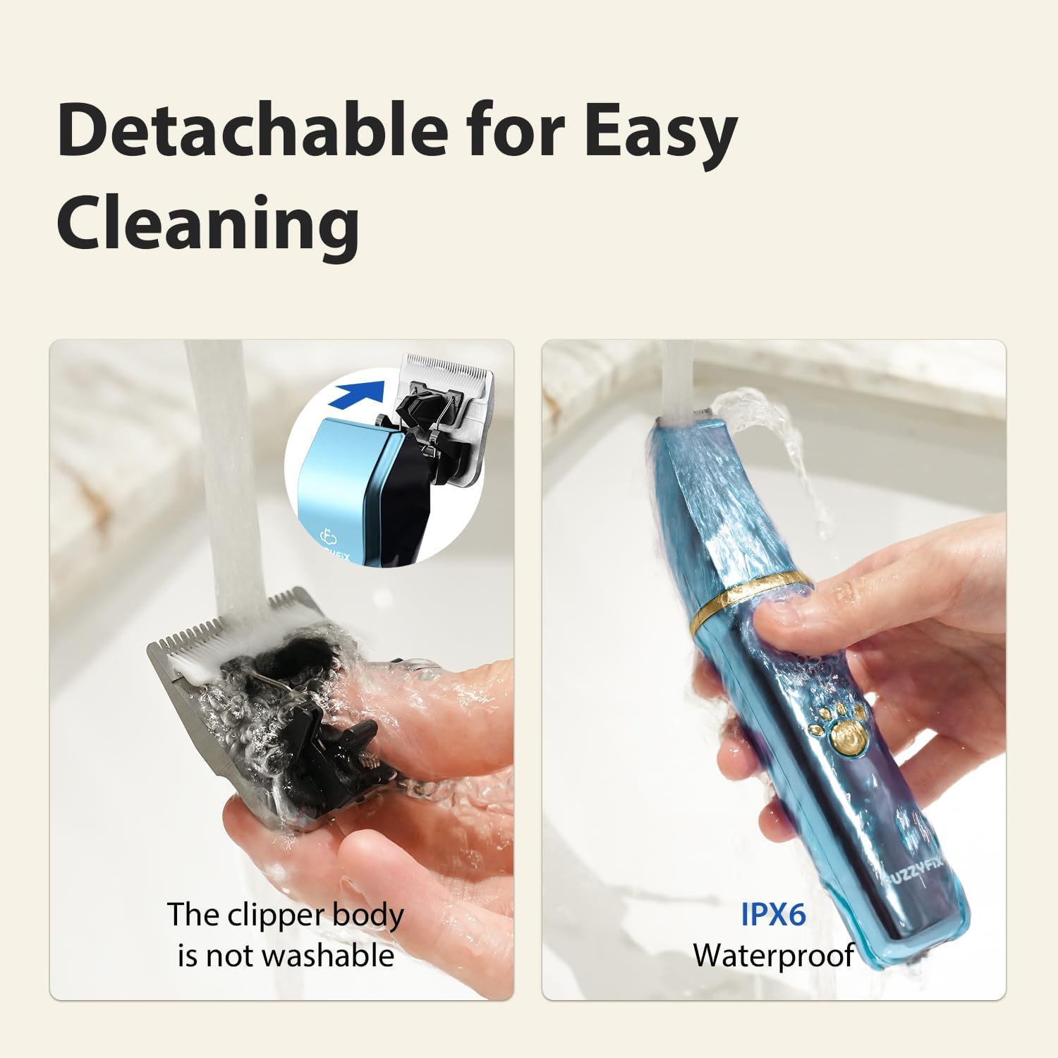 Dog Grooming Kit, Dog Clippers for Grooming for Thick Curly Coats, Professional Pet Hair Shaver Paw Trimmer Cordless Rechargeable Low Noise for Dogs Cats Animals Face Ear - Image 5