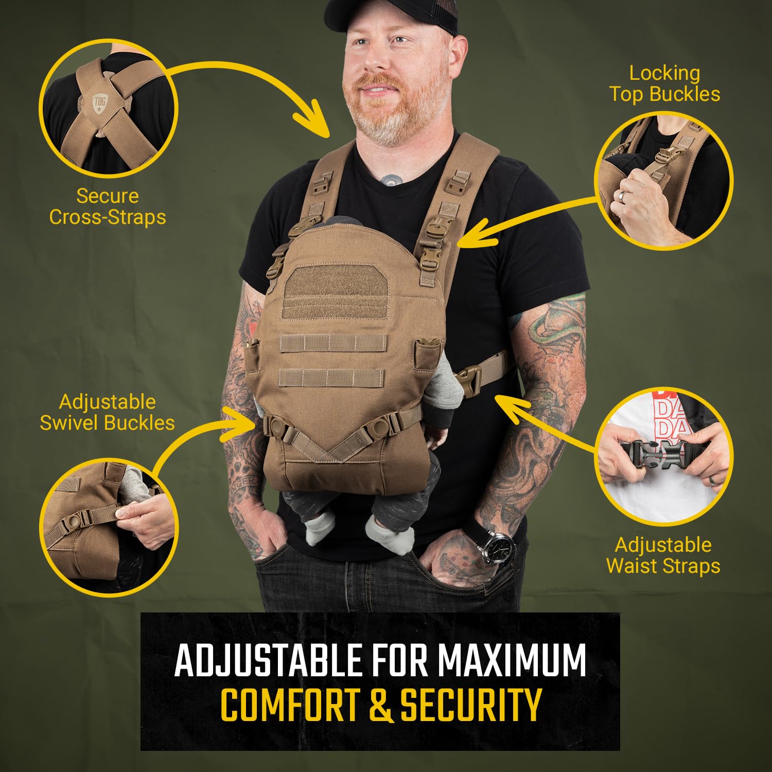 Tactical Baby Gear Tactical Baby Carrier for Dads – Ergonomic, Hip Healthy & Comfortable for Infants and Toddlers (8–33 lbs) (Coyote Brown) - Image 4