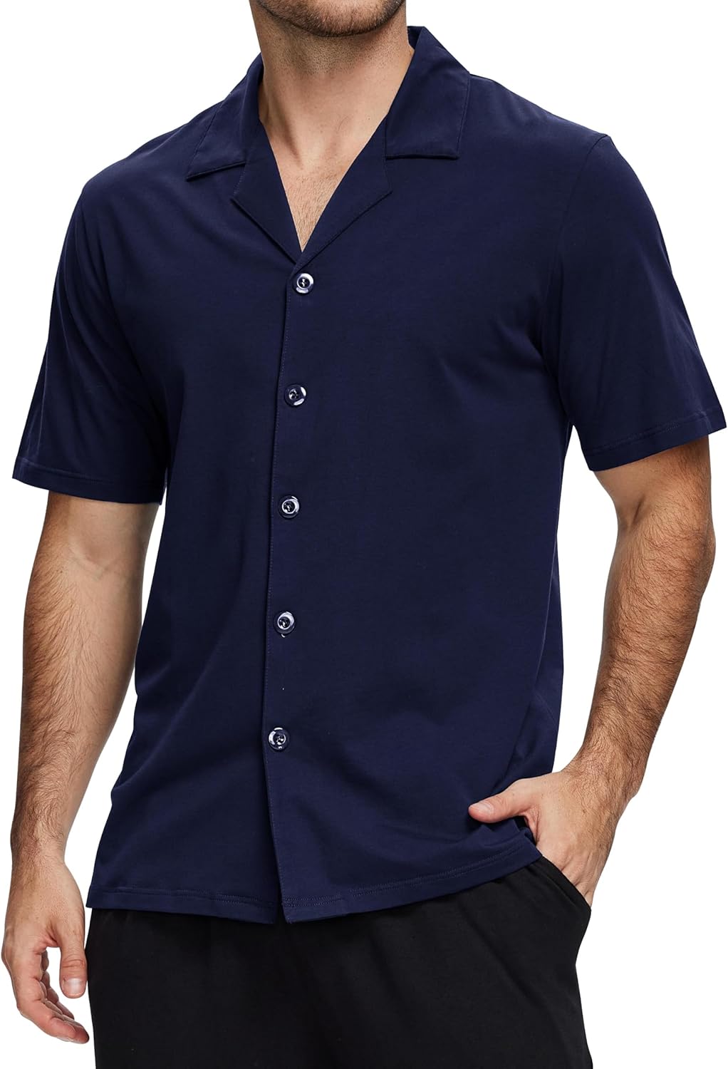 Men's Button Up Pajama Shirt Cotton Men's Sleepwear Tops Cool Men's Pajama Tops Breathable Skin Friendly - Image 6
