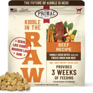 Primal Kibble in The Raw, Freeze Dried Dog Food, Beef, Scoop & Serve, Made with Raw Protein, Whole Ingredient Nutrition, Crafted in The USA, Dry Dog Food 5.4 lb Bag