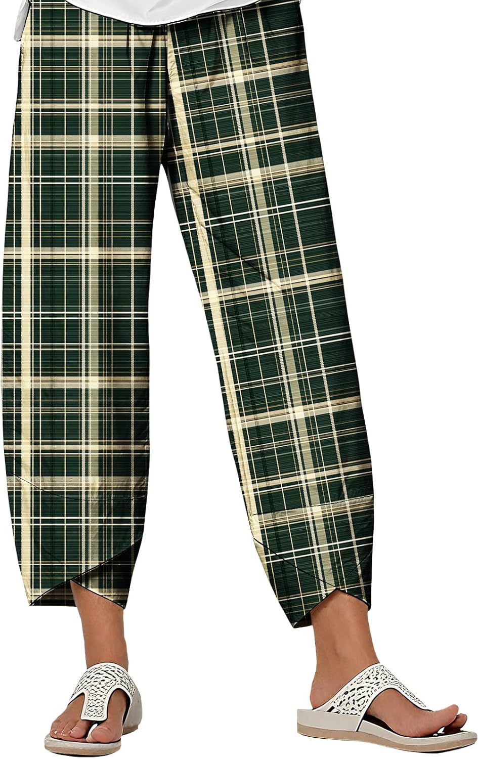 ZOCANIA Lightweight Pants for Summer Funny Print Womens High Waisted Loose with Pocket Cropped Women Pants Dressy Casual