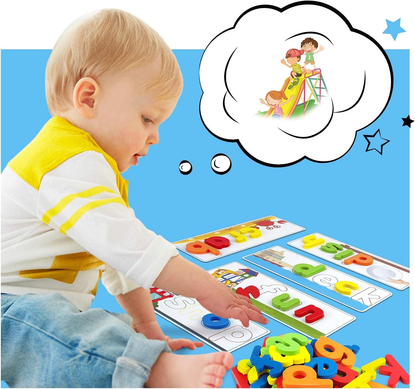 Officygnet Learning Toys for 3 4 5 6 Years Old Boys and Girls, See & Spell CVC Word Builders with Alphabet Cards for Kids Ages 3-5, Matching Letter Game for Preschool Toddler Learning Activities - Image 7