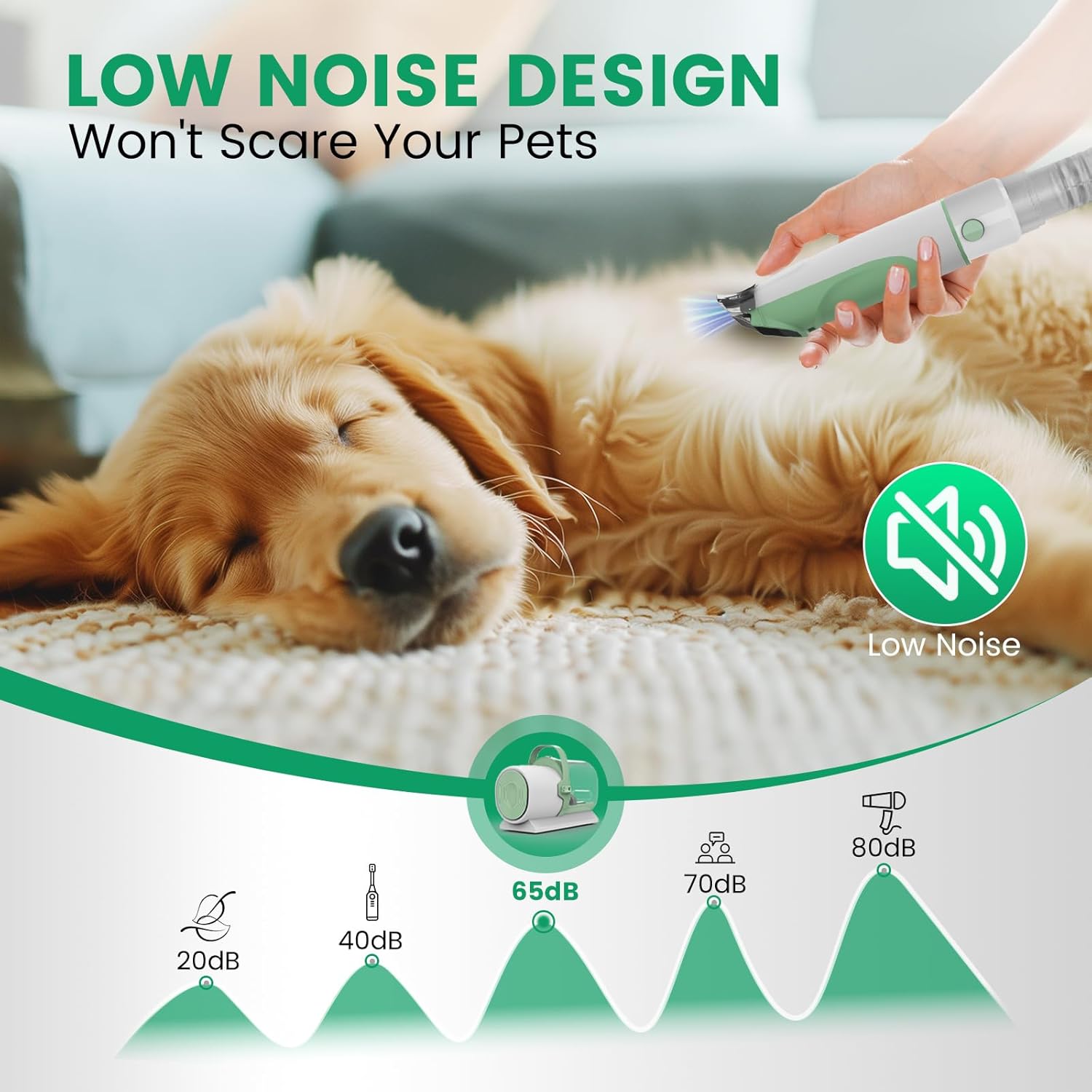 Dog Grooming Vacuum, Pet Grooming Kit with Clipper Nail Trimmer Grinder, 2.5L Dust Cup 7 Grooming Tools 11000Pa Dog Hair Vacuum for Shedding Grooming, Home Cleaning, PG50 Plus - Image 5
