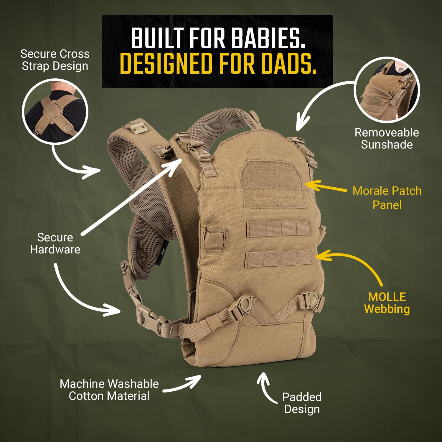 Tactical Baby Gear Tactical Baby Carrier for Dads – Ergonomic, Hip Healthy & Comfortable for Infants and Toddlers (8–33 lbs) (Coyote Brown) - Image 3