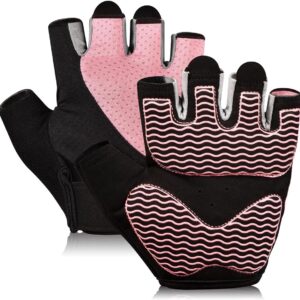 sunnex Workout Gloves for Women – Breathable Weight Lifting Gloves with Non-Slip Silicone Padding, Fingerless Gym Gloves for Cycling, Rowing, Pull Ups & Training (4 Sizes)