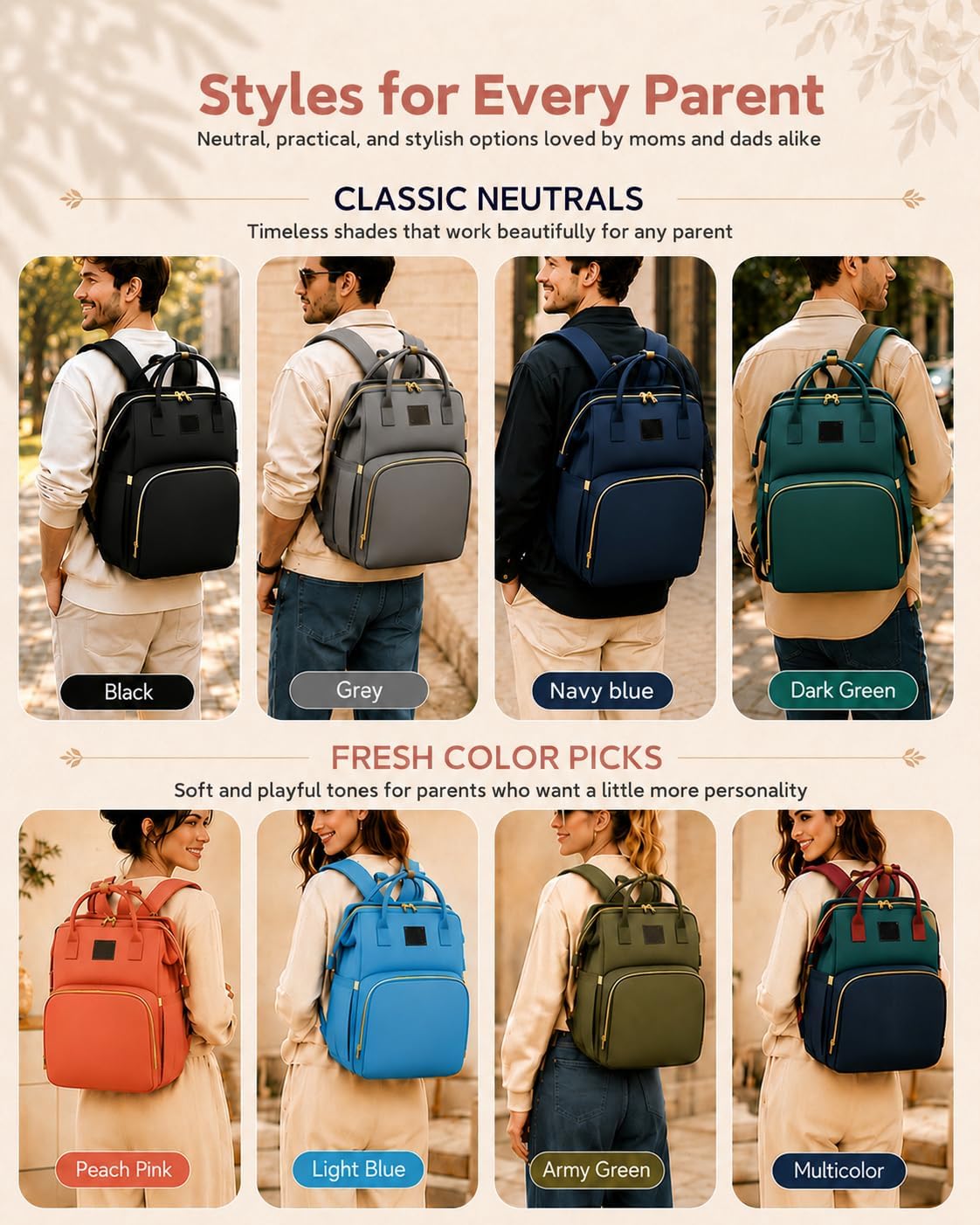 houscly Diaper Bags Backpack for Baby Boy : Large Baby Bag for Boys Girls Mom Toddler Women Men Dad Big Travel Newborn Essential Baby Registry Search Must Haves Grey - Image 7