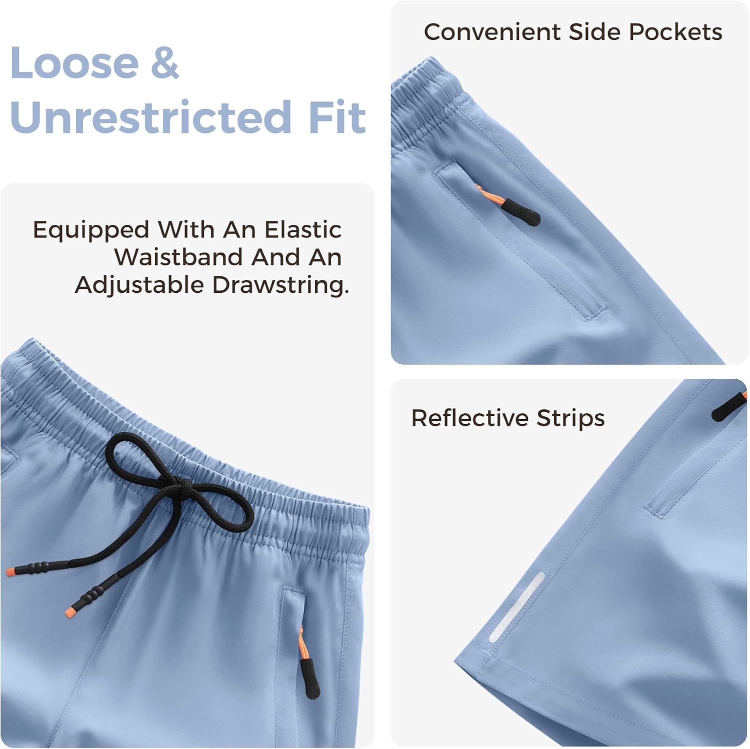 Boys Shorts Quick Dry Athletic Running Shorts with Zipper Pockets - Image 5
