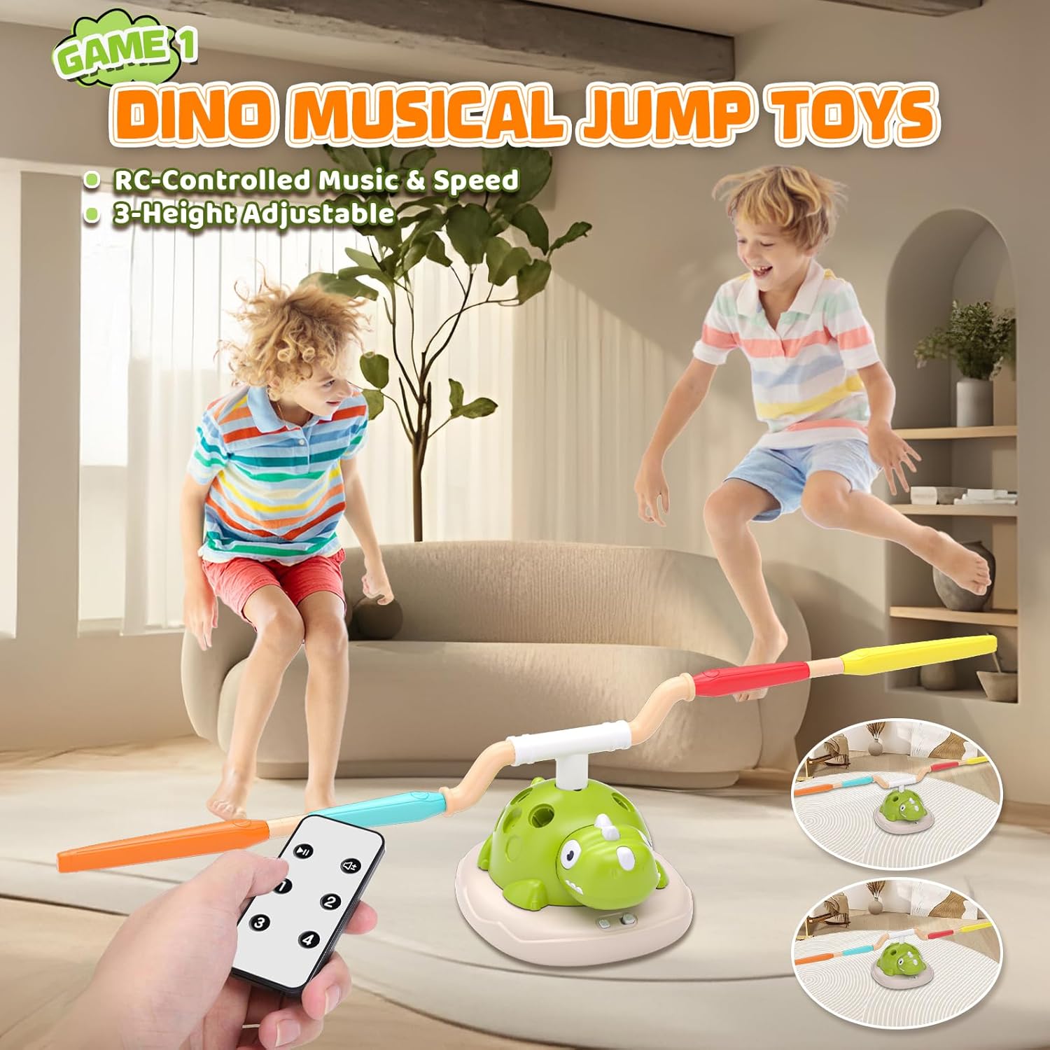 Aliex 3 in 1 Dinosaur Musical Jumping, Toss Ring and Stomping Launch Rocket Launcher, Indoor & Outdoor Sports Toys with Remote Control for Kids Ages 3-8 4-6,Active Outside Toy Gift for Boys and Girls - Image 2