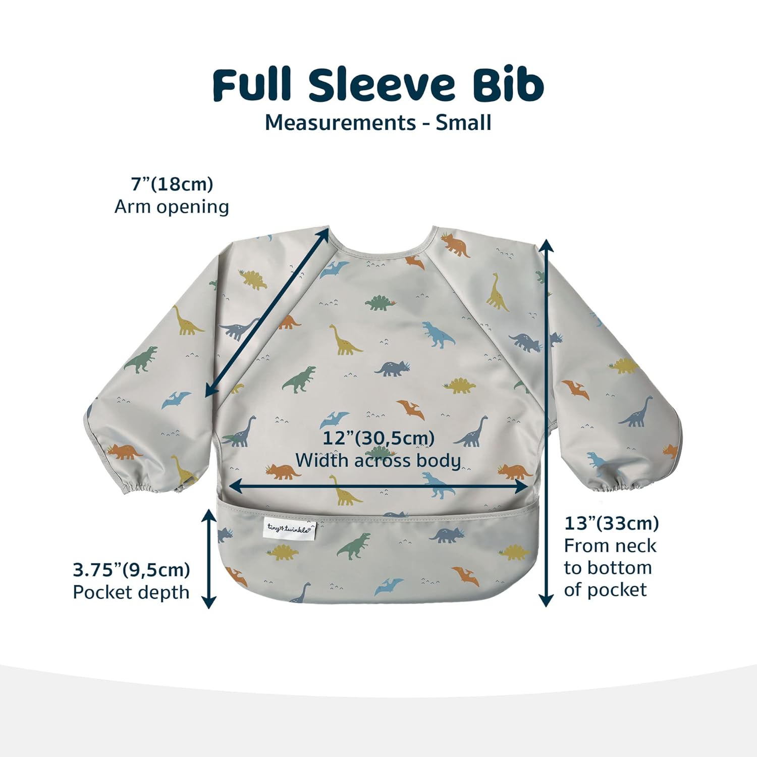 Tiny Twinkle Long Sleeve Bib for Babies & Toddlers | Waterproof Smock Bib for Eating | Machine Washable & Mess-Proof Feeding Essentials | Newborn Shower Gift (Dinosaur, 6–24M) - Image 6