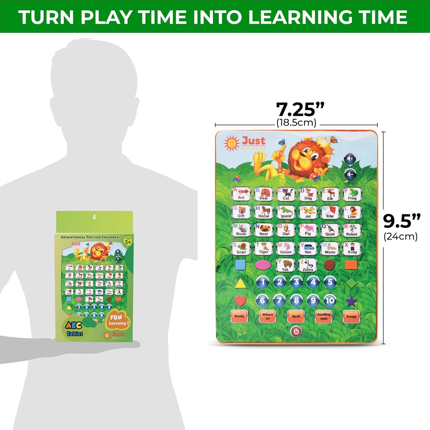 Just Smarty Alphabet Tablet to Learn Letters, ABC, Numbers, Shapes, Colors, Music & Words, Interactive Toddler Learning & Education Toys for Kids - Gifts for Age 3 4 5 Year Old Boys and Girls - Image 4