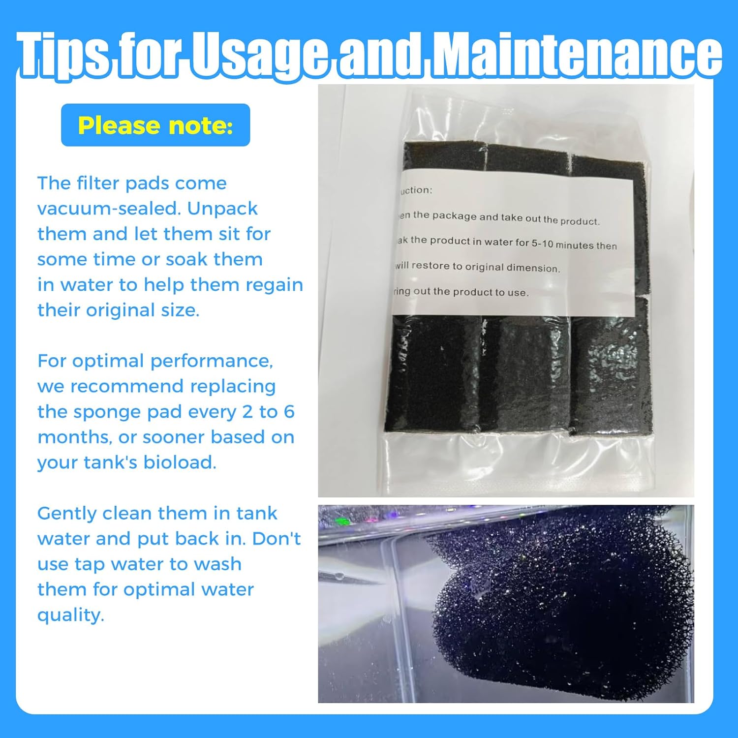 AQUANEAT 6-Pack Pre-Filter Sponge for Aquarium Shrimp Fry Fish Tank Filter 0.8” Intake, Replacement Foam Cover - Image 6