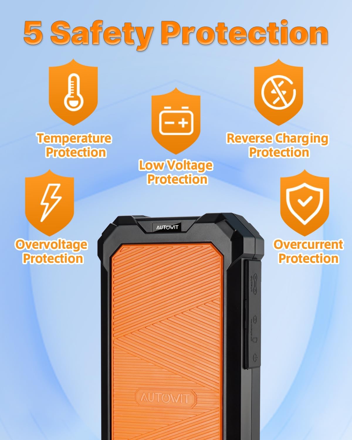 Autowit Super Capacitor Jump Starter, 12V Batteryless Portable Jump Box, Jumper Cables for 8.0 Gas&4.0 Diesel Car, Portable Jump Starter for Car Battery, Bulit-in Supercapacitor, No Need Pre-Charge - Image 9
