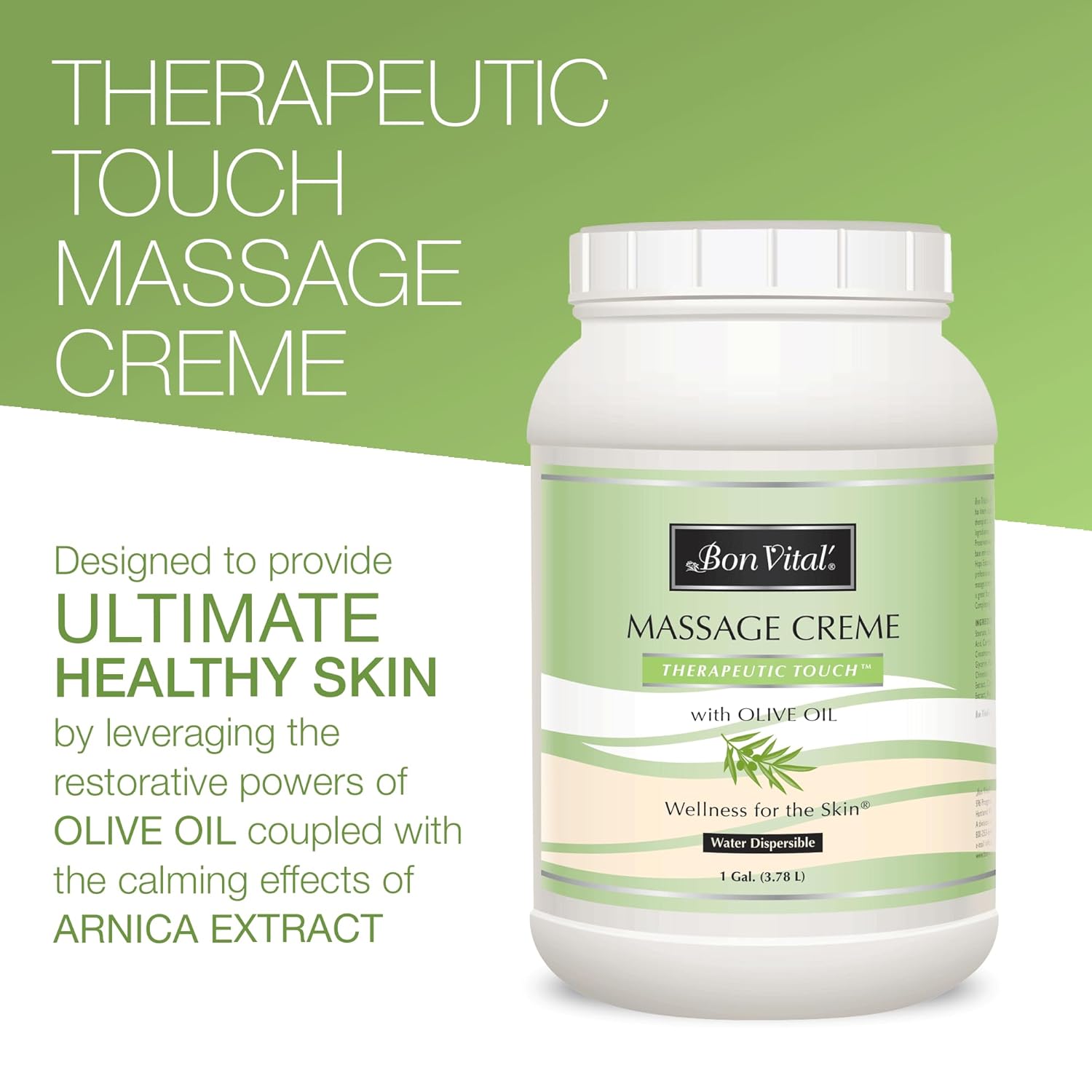 Bon Vital' Therapeutic Touch Massage Creme, Professional Massage Therapy Cream with Olive Oil to Repair Dry Skin & Soothe Sore Muscles, Full Body Moisturizer, 1 Gal, Label may Vary - Image 2