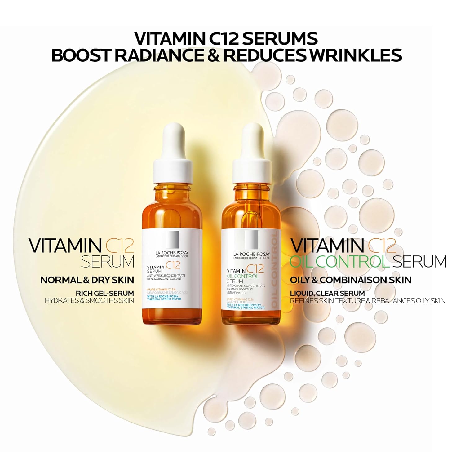 La Roche-Posay Pure 12% Vitamin C Serum For Face With Hyaluronic Acid & Salicylic Acid, Hydrating Face Serum, Boost Radiance & Reduce Wrinkles, 2 Formulas for Normal or Oily Skin Control - Image 3