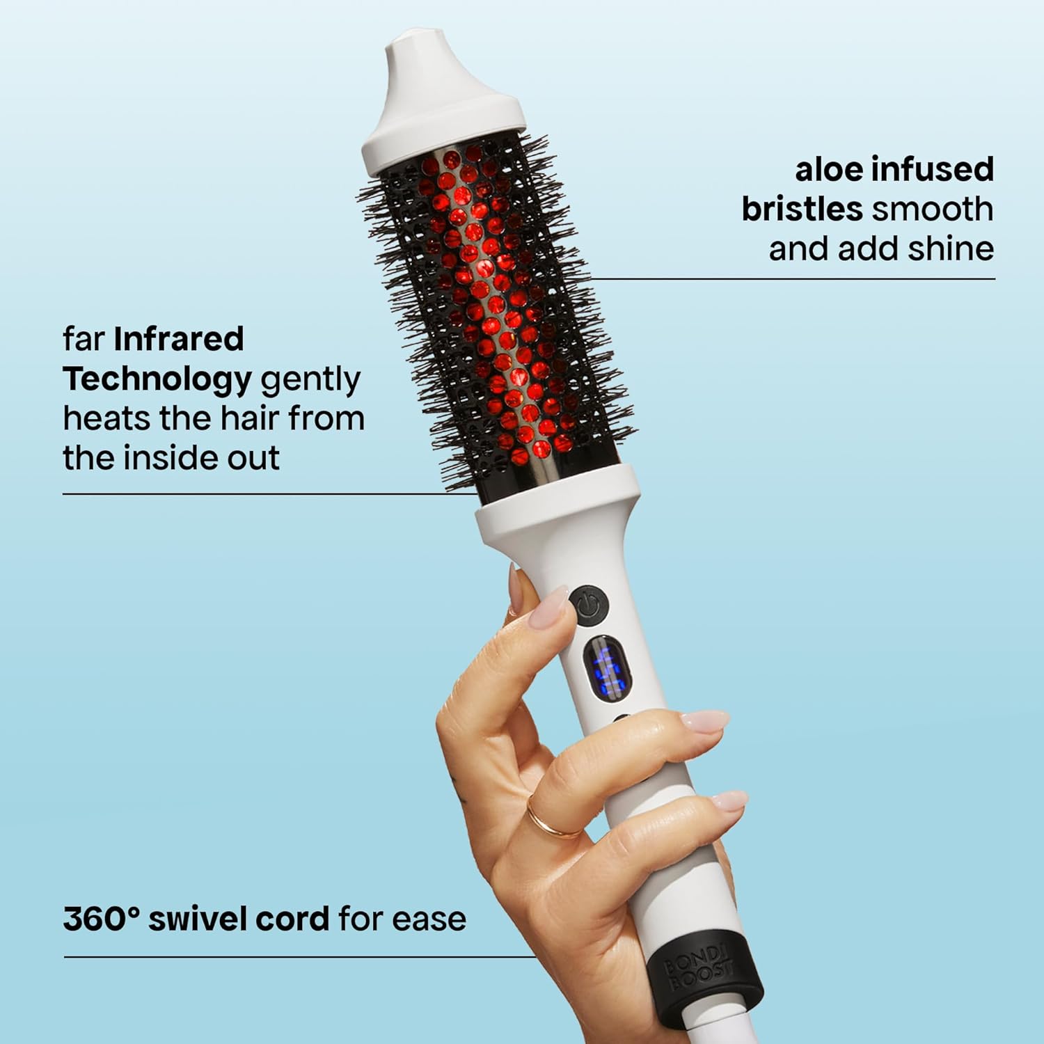 BONDIBOOST Infrared Thermal Brush, Heated Thermal Round Brush for Smooth + Shiny Hair, Dry Hair Styling for Instant Volume, Less Hair Breakage + Minimizes Snags, Frizz-Free - Image 3